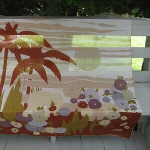 Massive 53" x 50" Vintage Louis Feraud Palm Tree Elephant Scarf